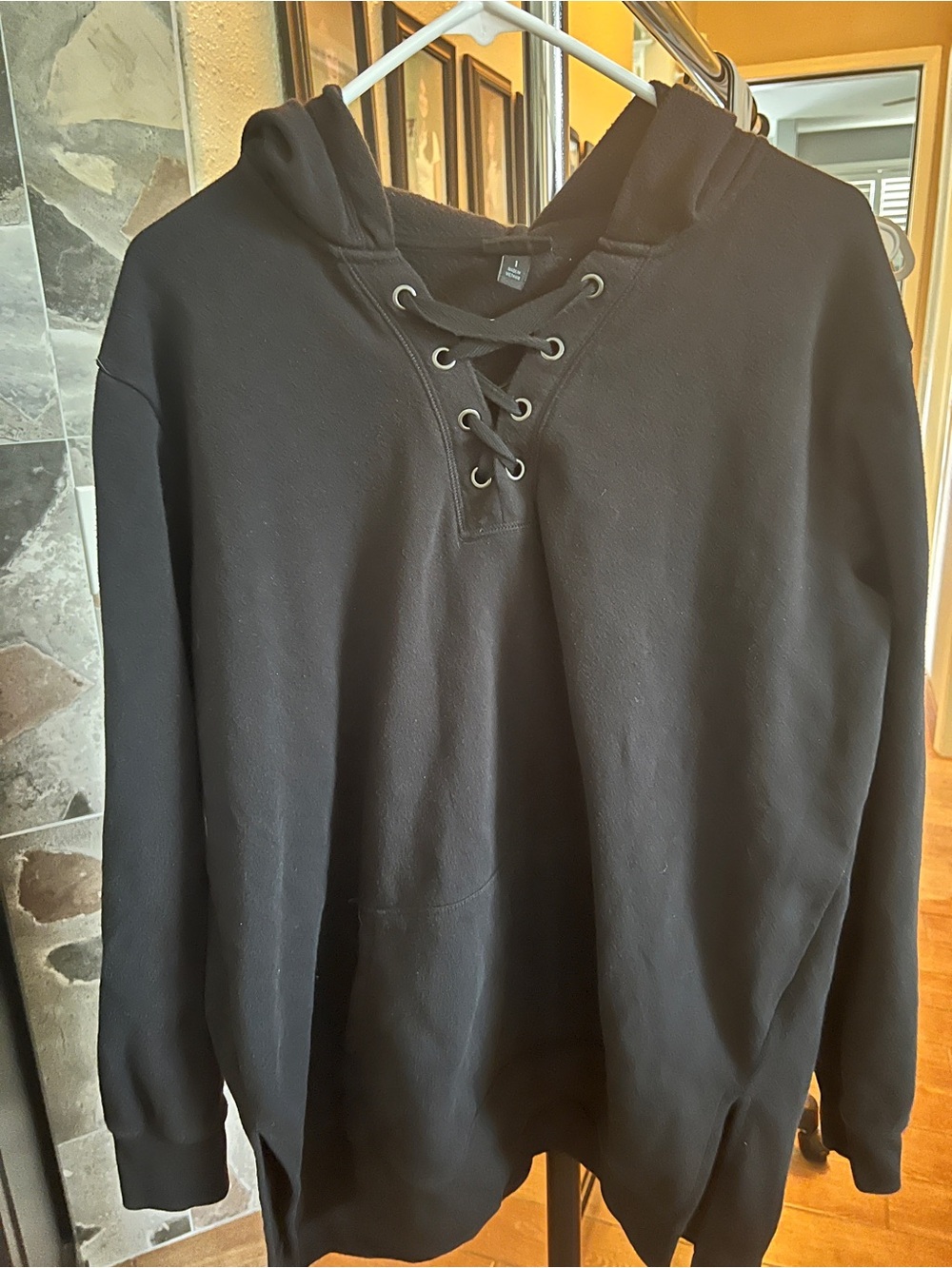 torrid Black Lace-Up Hooded Sweatshirt